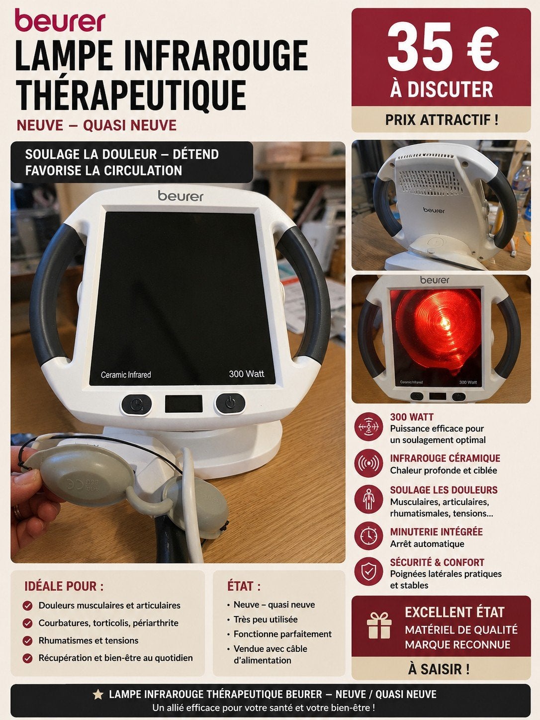 Lampe infrarouge Thérapeutique, Enlèvement