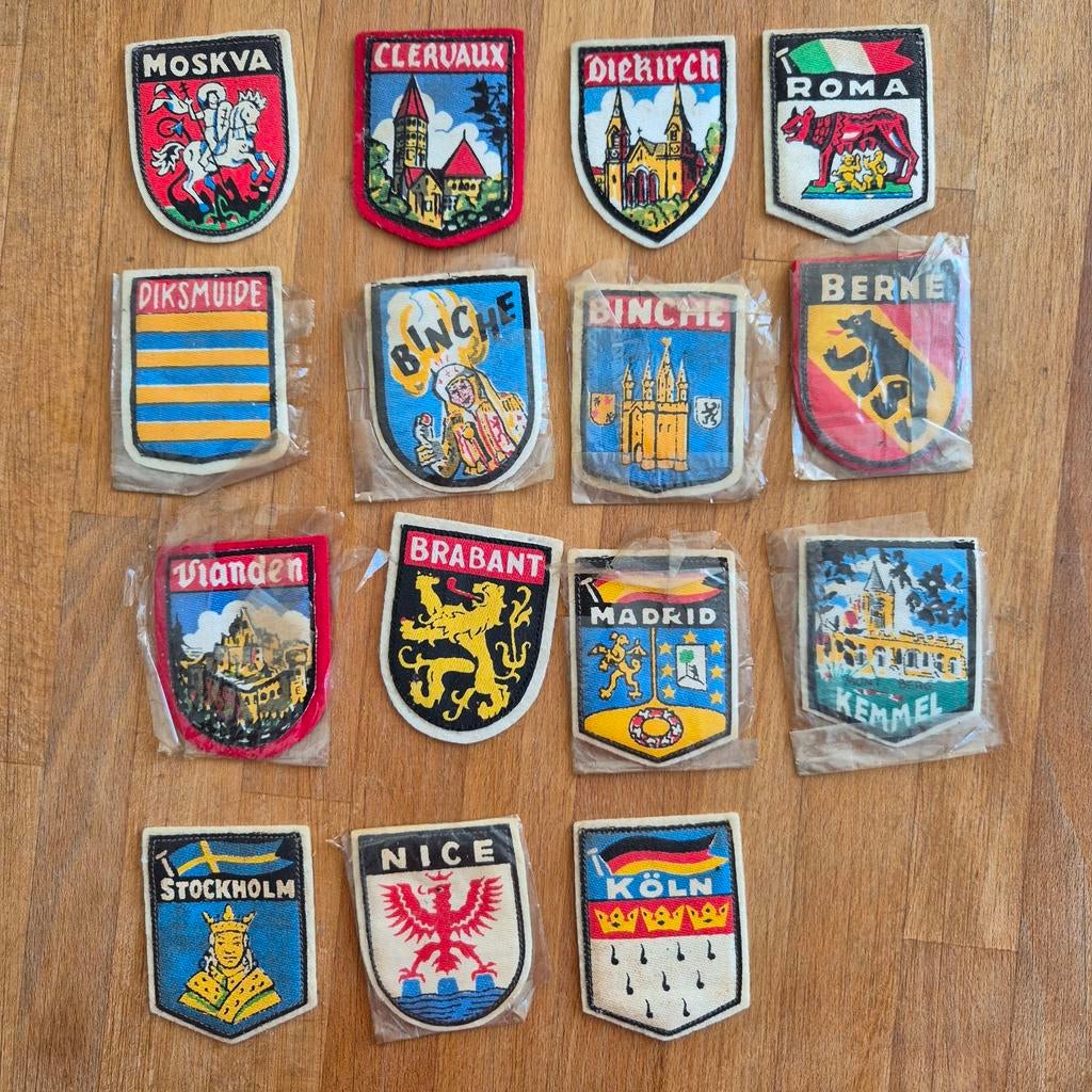 Vintage patches op vilt Fidra, Antiquités & Art, Tapis & Textile, Enlèvement ou Envoi