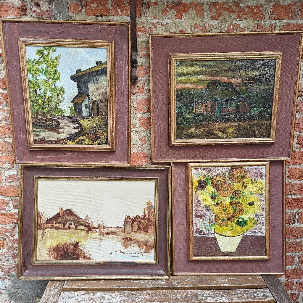 4 peintures différentes, Antiquités & Art, Enlèvement, Classique, Daté, Paysage