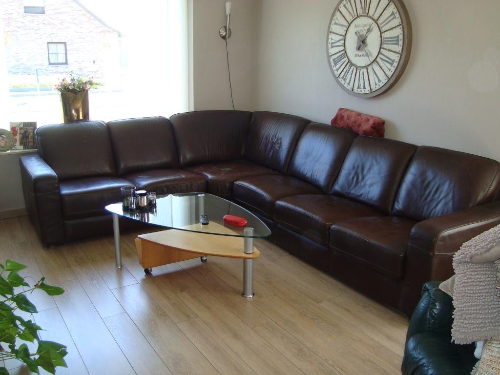 Lederen hoekbank GRATIS, Huis en Inrichting, Fauteuils, Ophalen, Gebruikt, Leer, 150 cm of meer