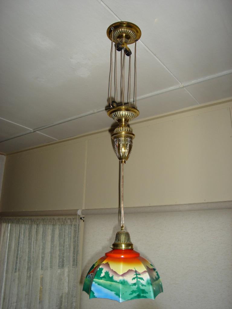 2 Antiek Beschilderde Hanglampen, Ophalen of Verzenden