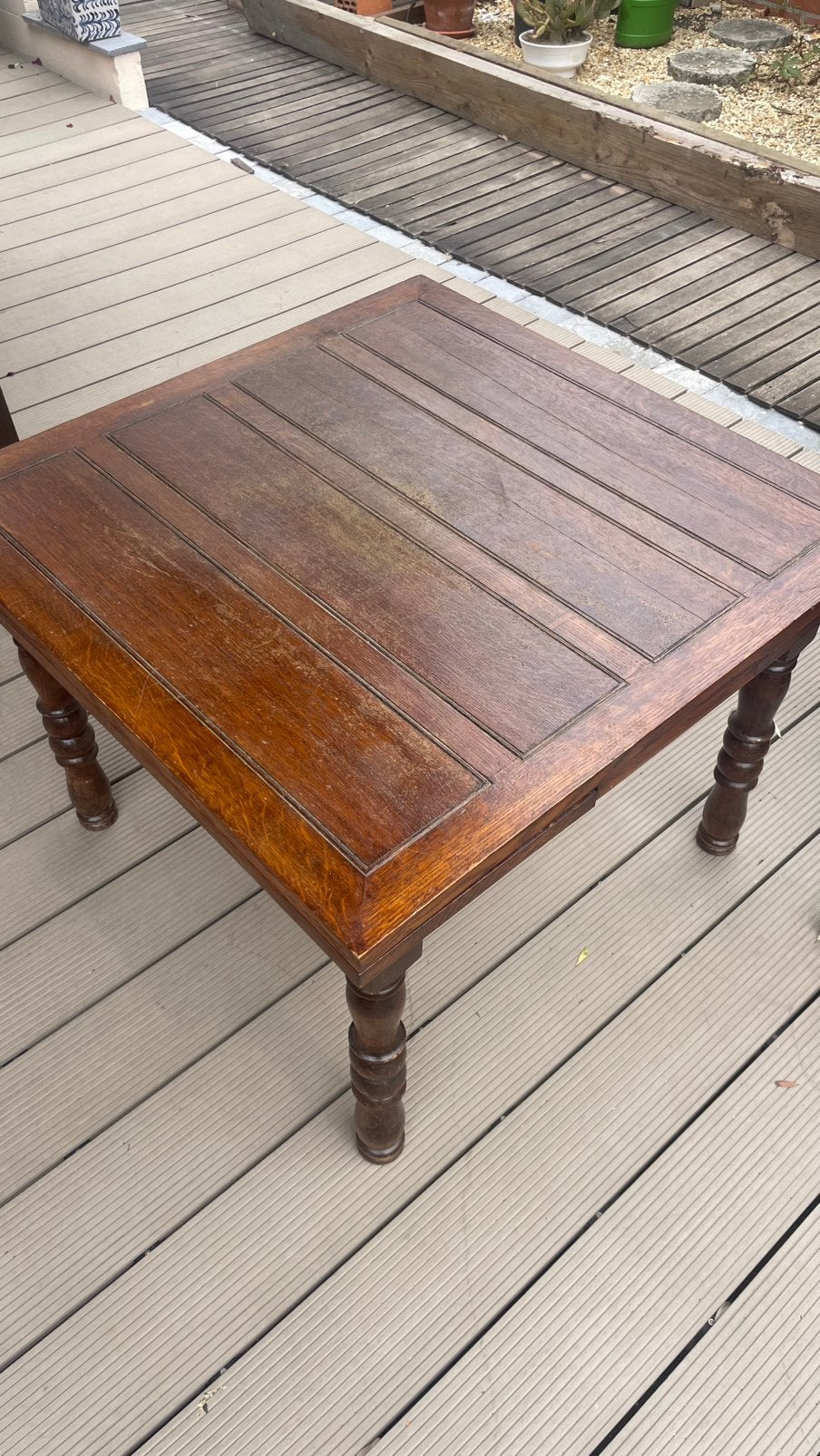 Vintage uitklapbare houten salontafel, Huis en Inrichting, Ophalen, 50 – 75, Gebruikt, Vierkant