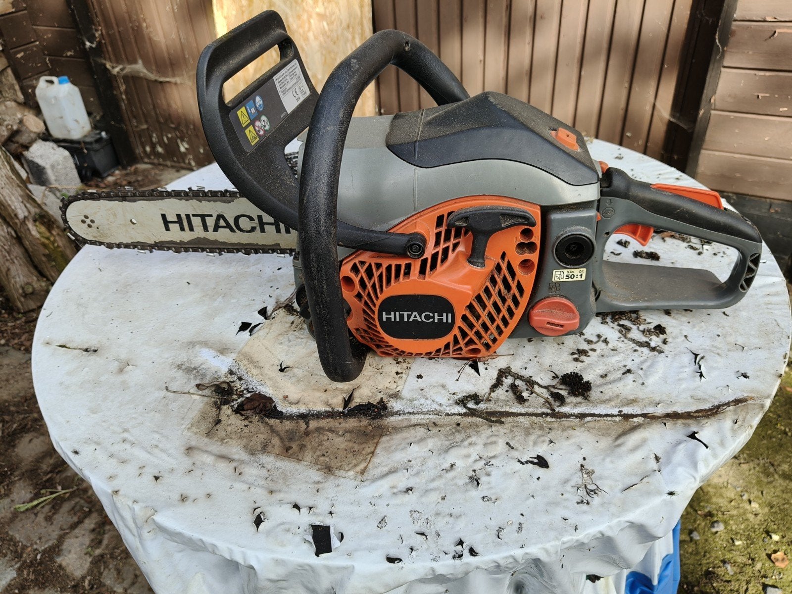 kettingzaag met 5 goede kettingen., Tuin en Terras, Ophalen