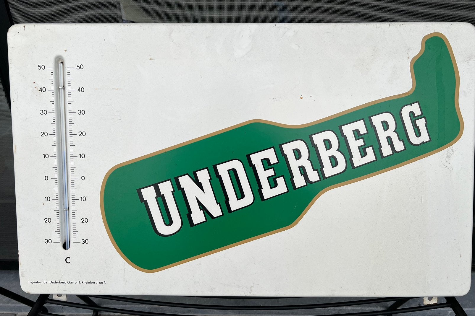 Emaille thermometer Underberg, Verzamelen, Ophalen, Gebruikt, Reclamebord