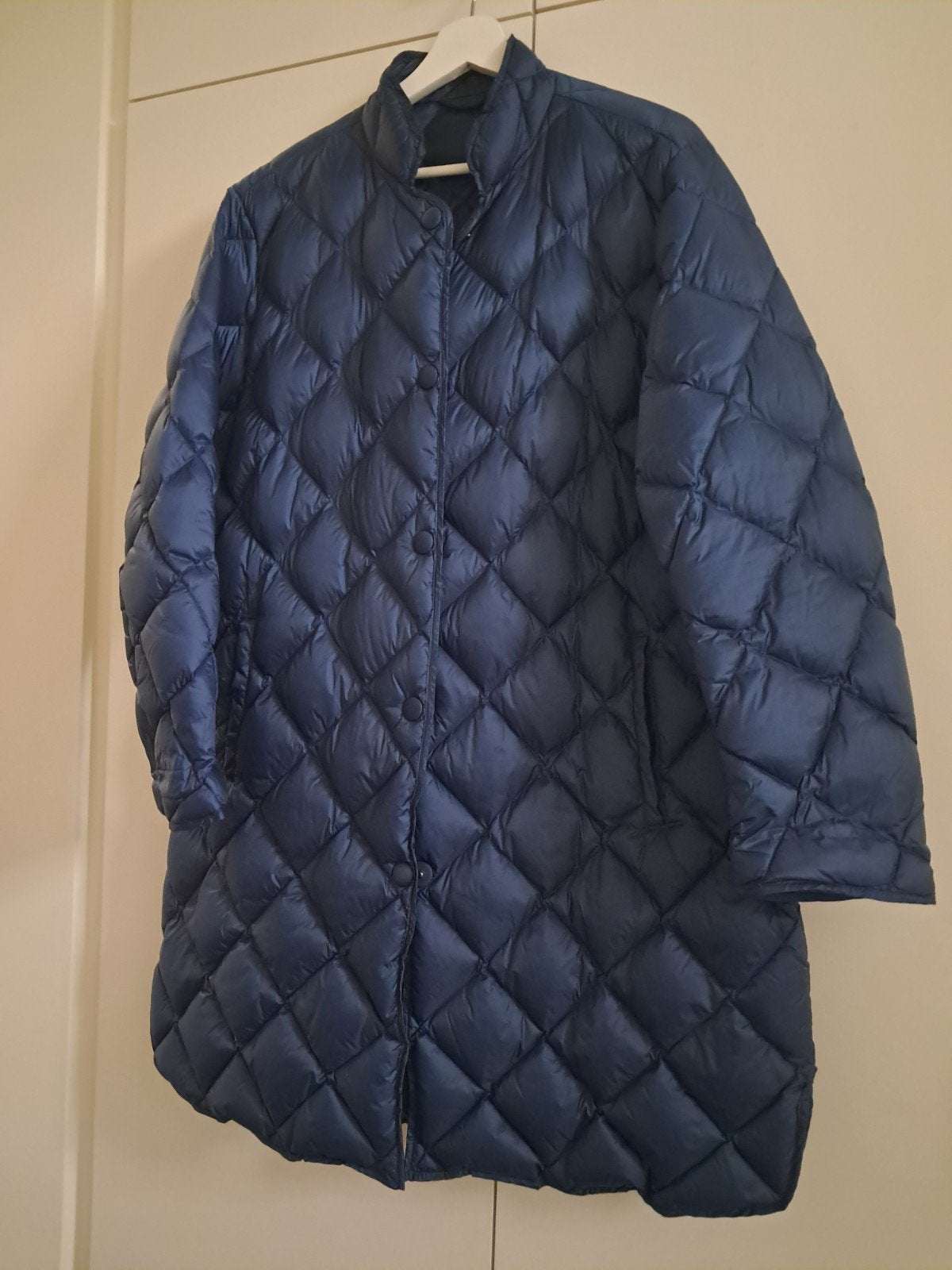 Donkerblauwe, halflange jas voor dames, XXL, Taille 46/48 (XL) ou plus grande, Enlèvement ou Envoi, River Woods, Comme neuf