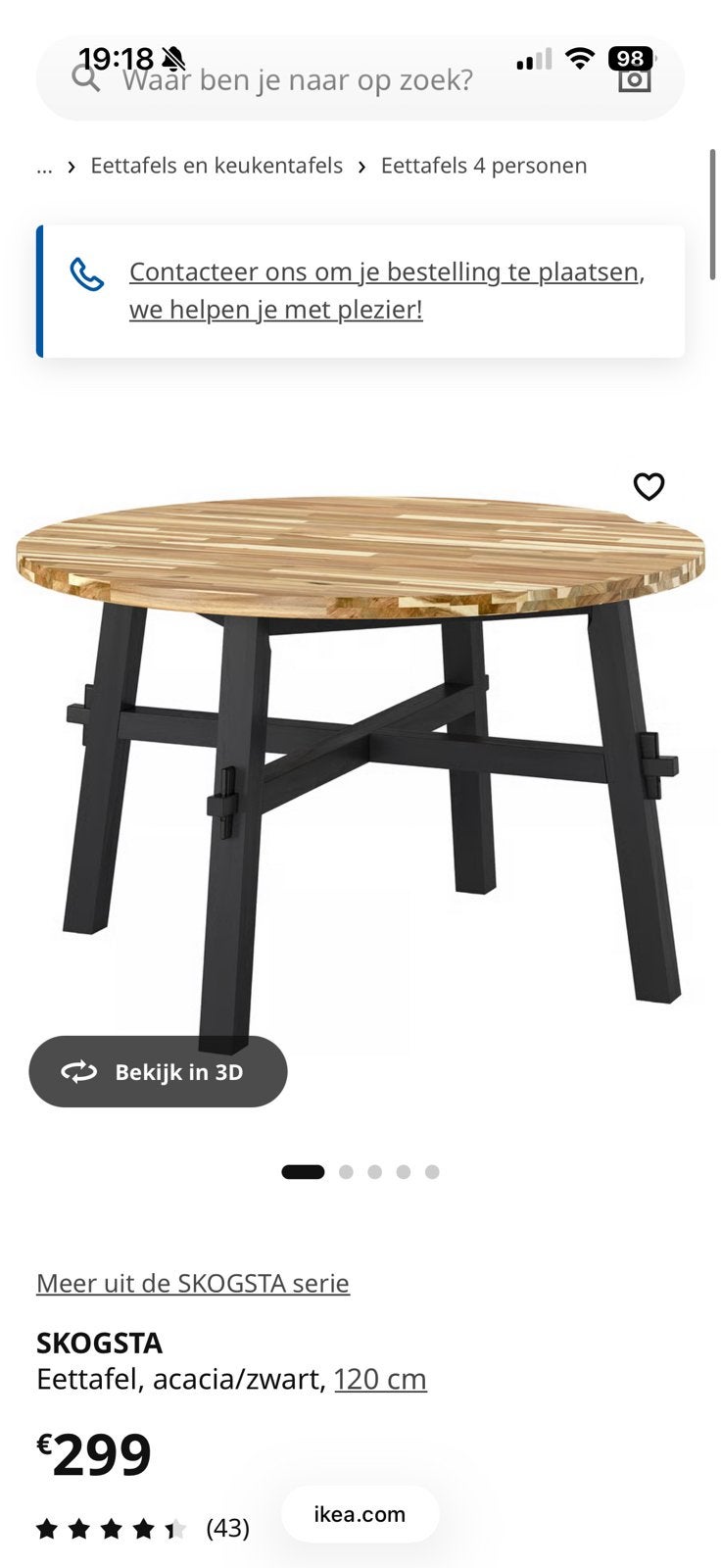 Ronde tafel Ikea, Tuin en Terras, Ophalen, Zo goed als nieuw