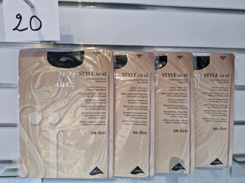 Panty’s Sisi Style 20 Nero XL Pakket 20, Maat 48/52 (XL), Sisi, Zwart, Nieuw