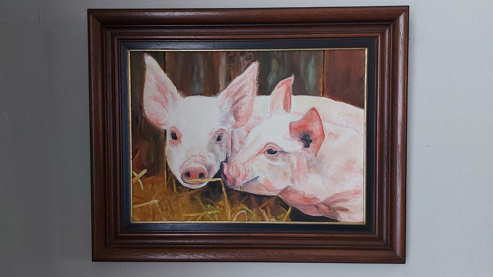 schilderij van biggetjes, Enlèvement, Peinture