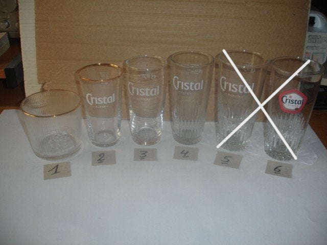 Verschillende bierglazen van Cristal Alken, 5 soorten € 1,00, Ophalen of Verzenden, Zo goed als nieuw, Glas of Glazen, Overige merken