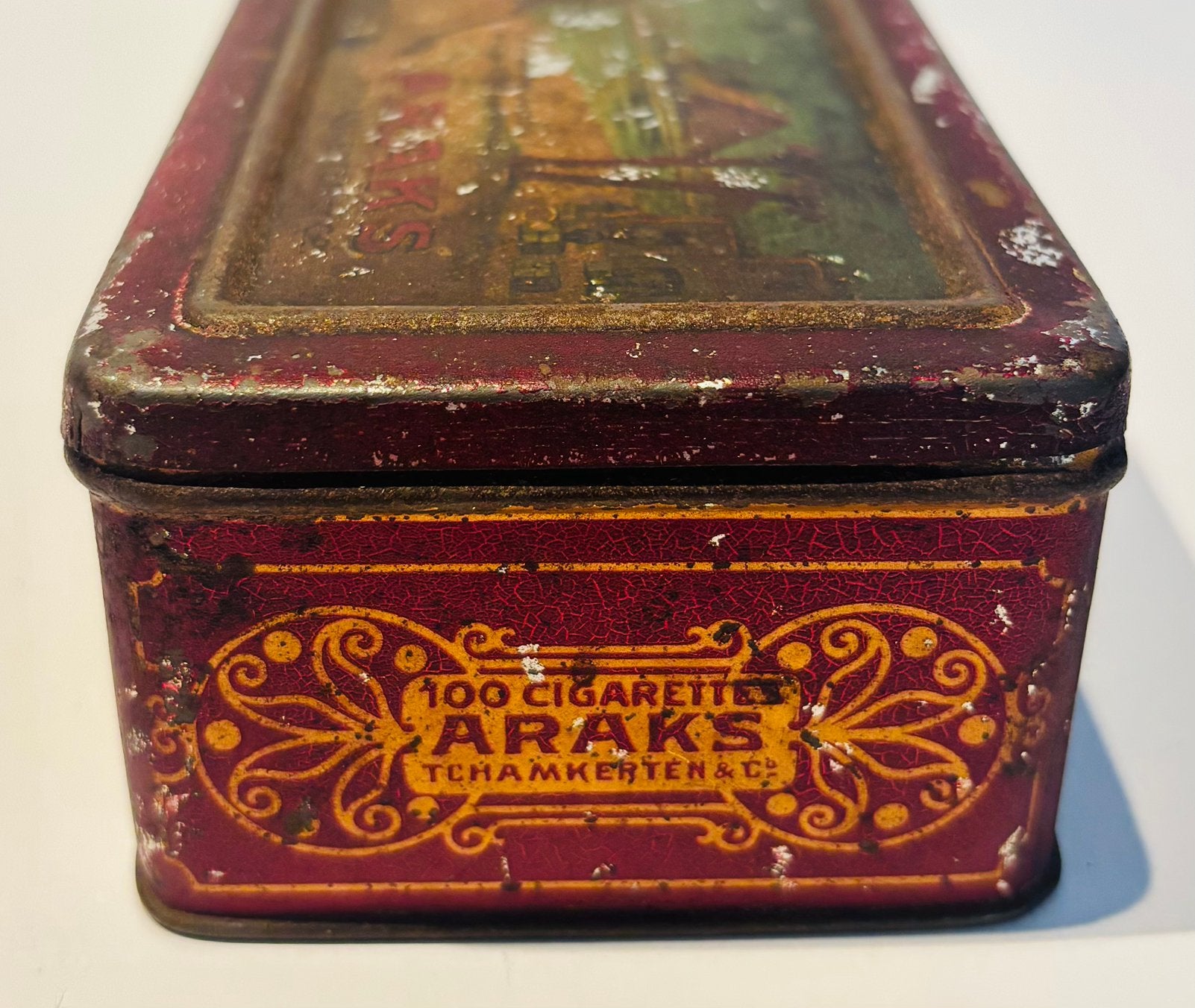 Boîte à cigarettes Araks ancienne 1920, Collections, Enlèvement ou Envoi, Utilisé, Boite à tabac ou Emballage