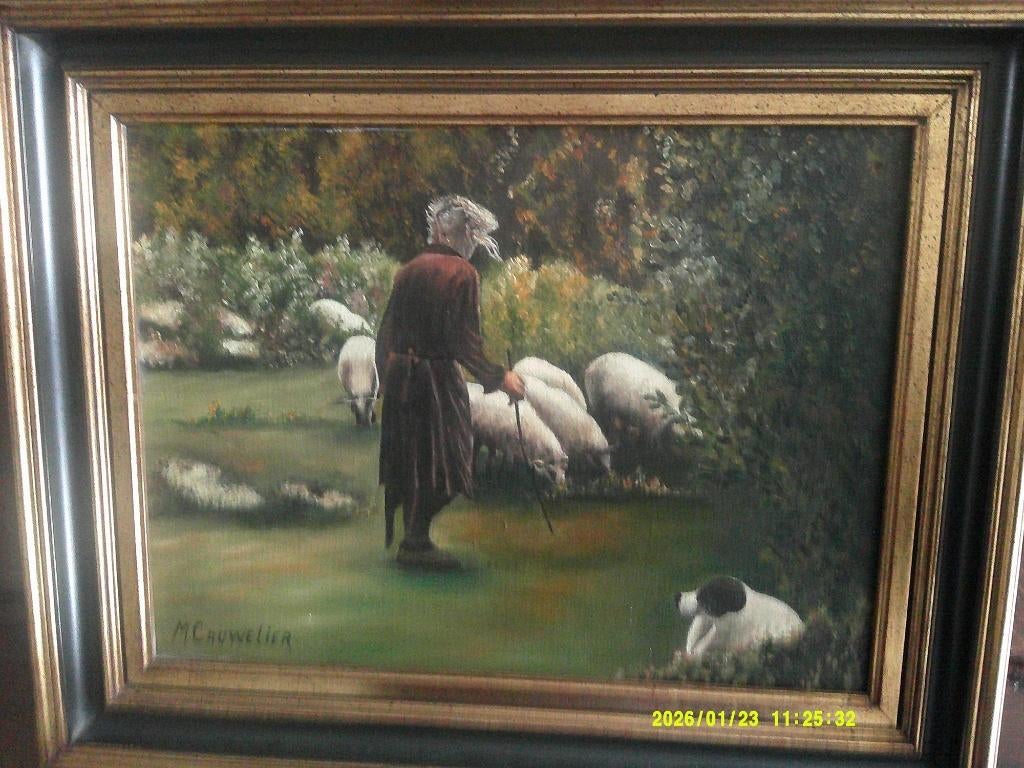 *Belle peinture ancienne signée avec un très beau cadre, Antiquités & Art, Enlèvement ou Envoi