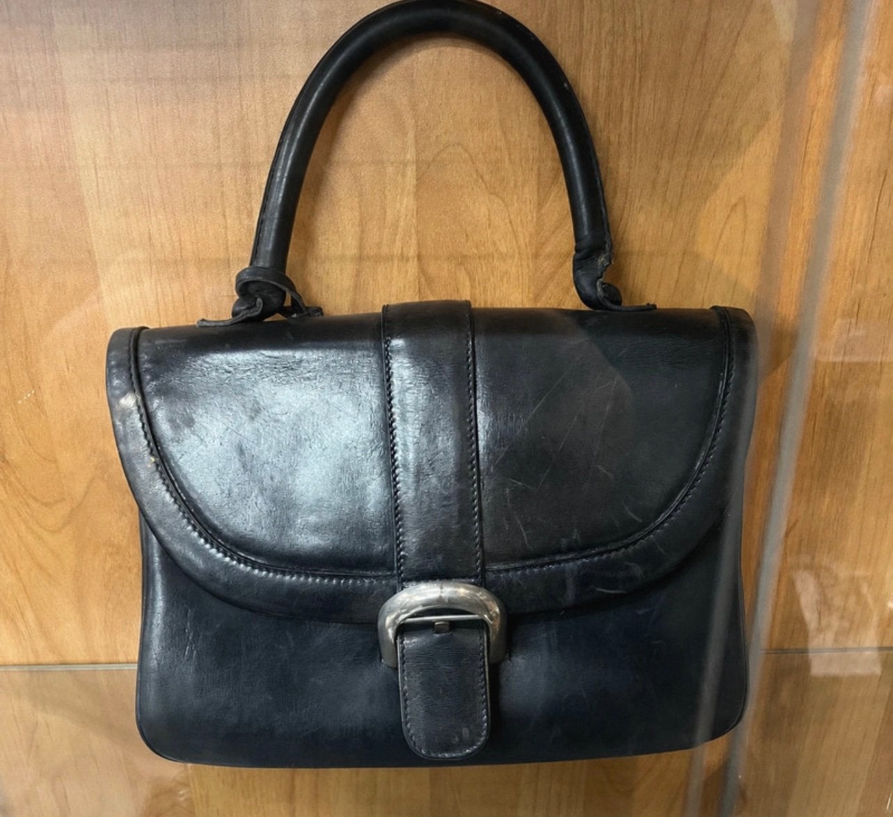 Sac Delvaux Brillant Rouilly Vintage – Authentique, Enlèvement, Utilisé, Noir, Sac à main