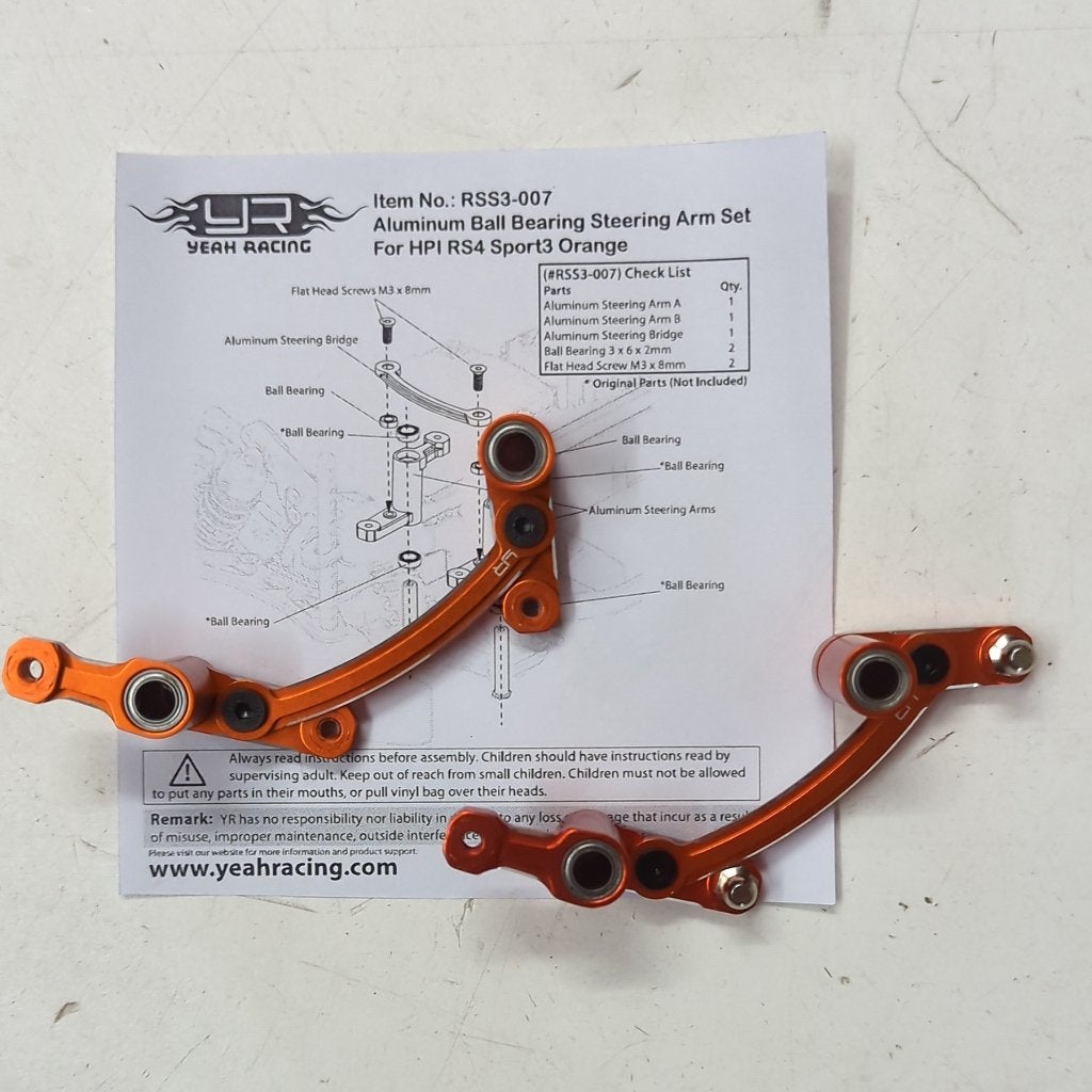 Yeah Racing 2x aluminium stuursystemen HPI RS4 Sport 3 NIEUW, Hobby en Vrije tijd, Ophalen of Verzenden, Zo goed als nieuw, Schaal 1:10