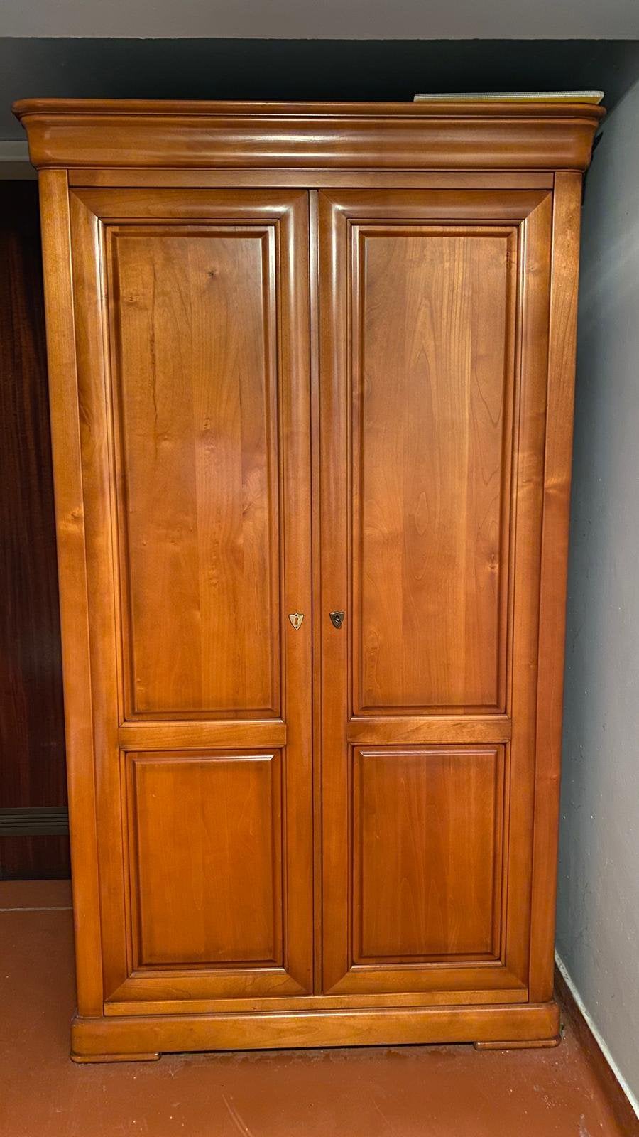 Prachtige Louis Philippe Kleerkast – Massief Kerselaar, Klassiek, Cerisier, Comme neuf, 100 à 150 cm