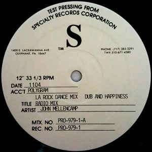 John Mellencamp 12" Promo/Test Pressing "Love & Hapiness", Cd's en Dvd's, Vinyl | Rock, Verzenden, Beschermende buitenhoes, Zo goed als nieuw