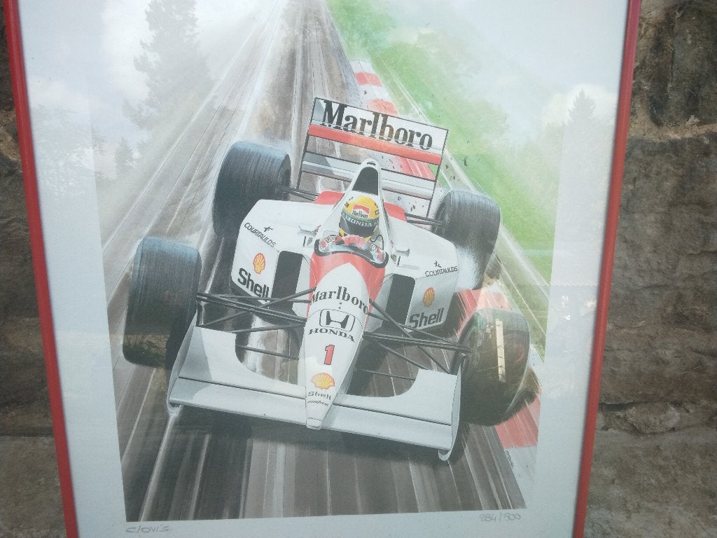 "Senna” gelimiteerde serie lithografie van Clovis, 284/500, Verzamelen, Ophalen of Verzenden, Zo goed als nieuw, Auto's