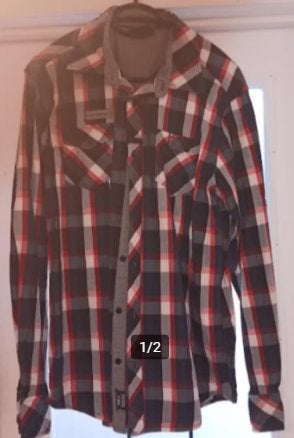 Chemise bleu/rouge/blanc à carreaux ' Coolcat ' L, Enlèvement ou Envoi, Porté, Bleu, Tour de cou 41/42 (L)