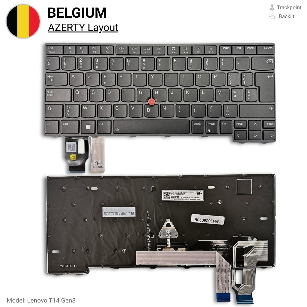 Clavier Lenovo ThinkPad T14 Gen3/4 avec rétroéclairageAZERTY, Informatique & Logiciels, Neuf, Enlèvement ou Envoi, ZeliT, Azerty