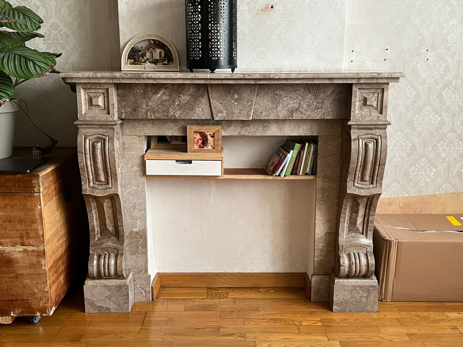 Marmeren schouwmantel, Enlèvement, Utilisé