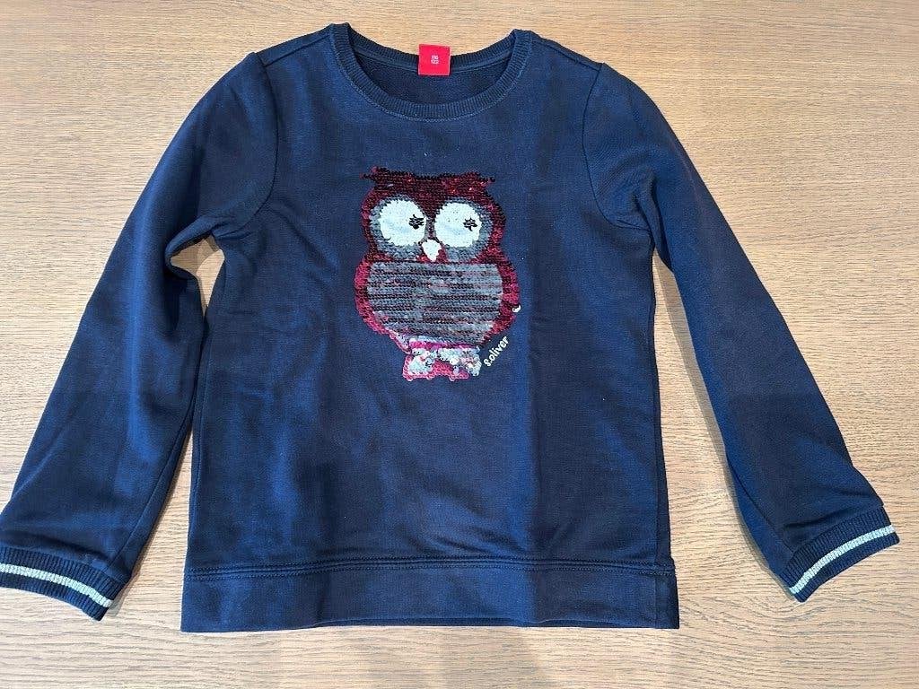 S.Oliver blauwe trui met uil meisje 116-122 - 6-7 jaar, Kinderen en Baby's, Gebruikt, Trui of Vest, Ophalen of Verzenden, Meisje