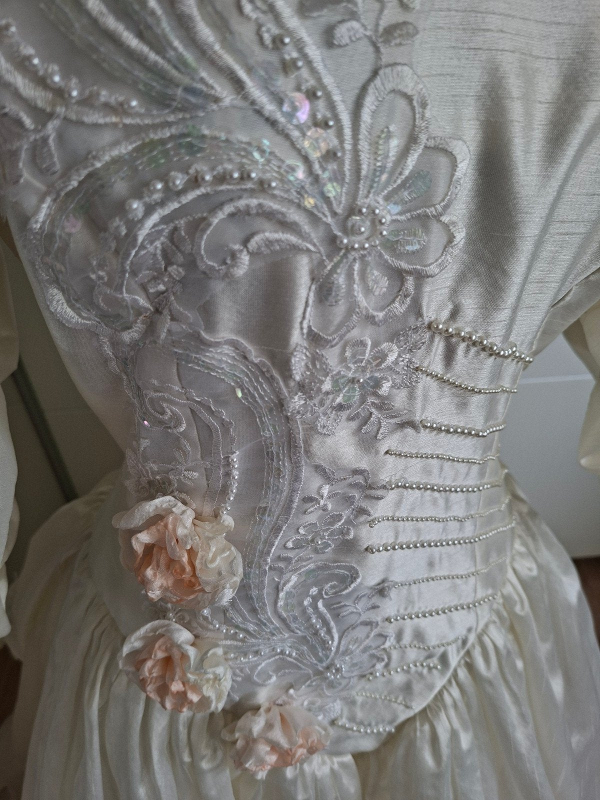 romantisch Trouwkleed, Kleding | Dames, Ophalen, Zo goed als nieuw, Maat 38/40 (M), Wit