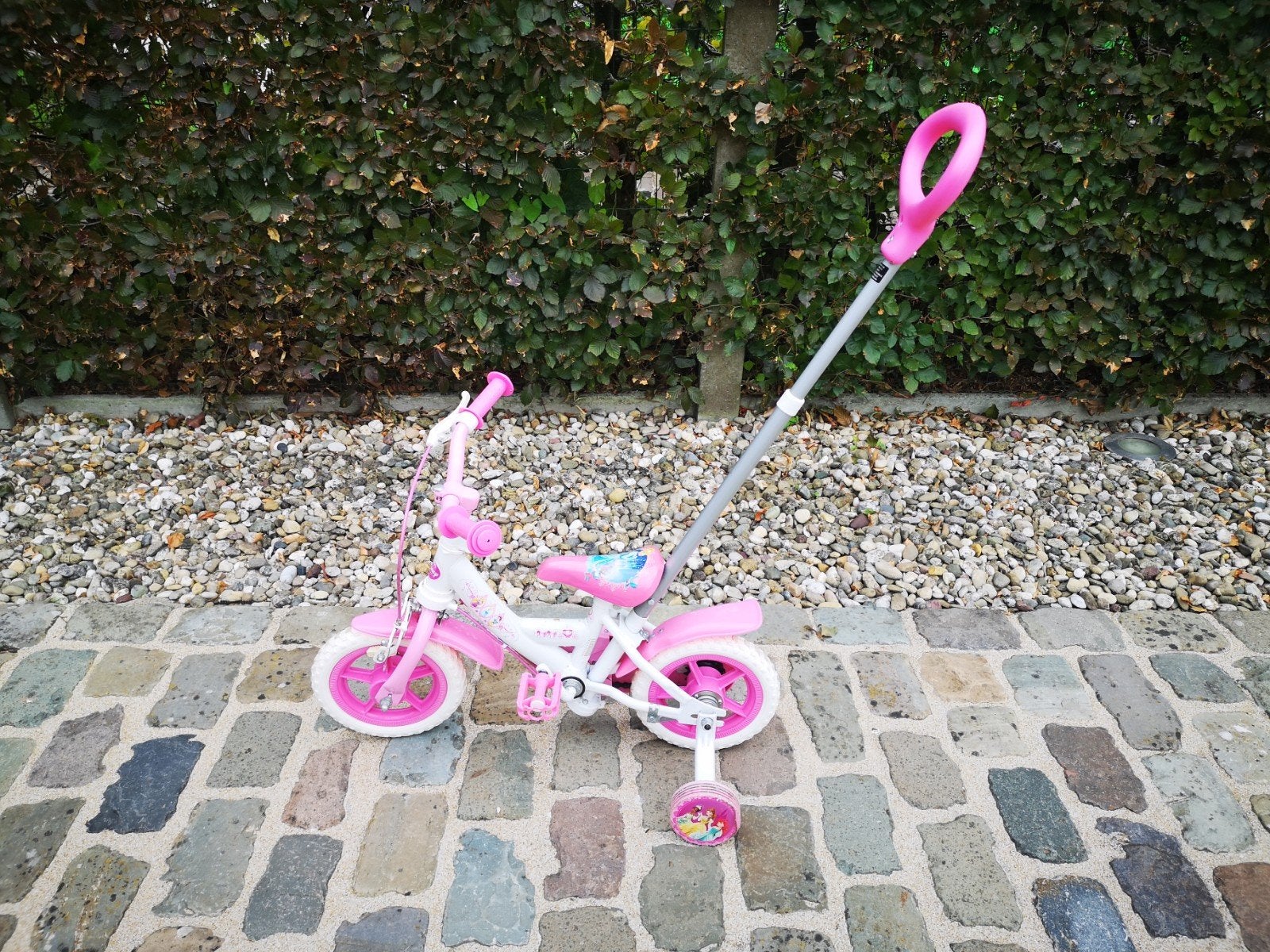 Kinderfiets met zijwieltjes en duwstang, Fietsen en Brommers, Fietsen | Kinderfietsjes, Ophalen