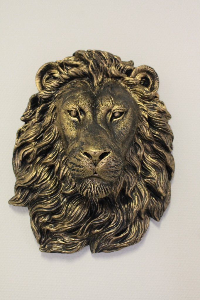 Leeuwenkop goud hangend, Jardin & Terrasse, Statues de jardin, Neuf, Animal, Synthétique, Enlèvement ou Envoi