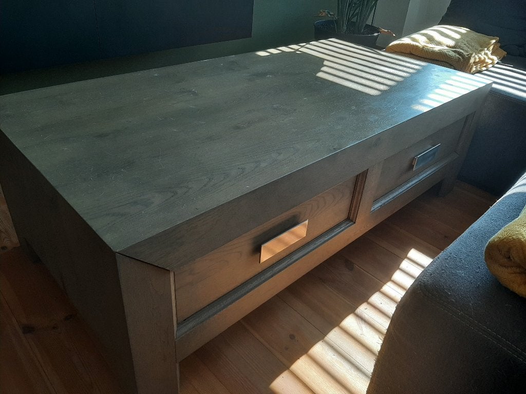 Salontafel 140 x 70 x 45, Ophalen, Gebruikt, 100 tot 150 cm, Eikenhout
