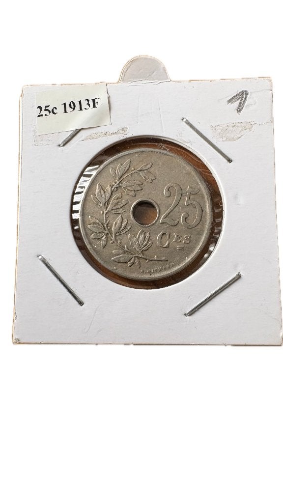 ALBERT I: 25 CENT 1913F (1), Postzegels en Munten, Munten | België, Ophalen of Verzenden