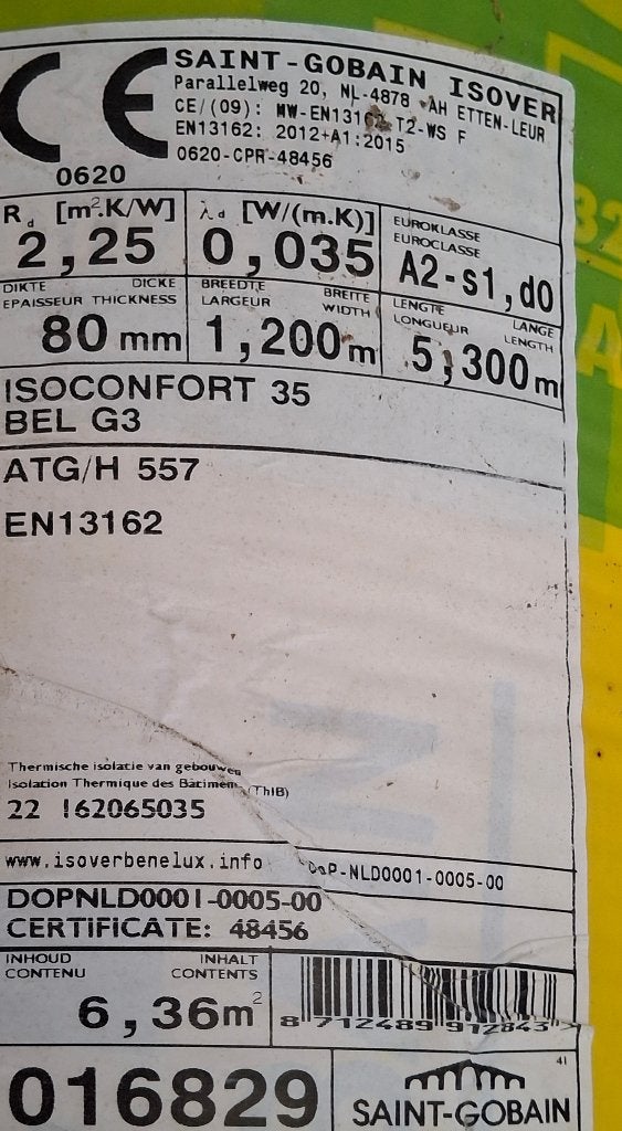 Isoconfort 35, Bricolage & Construction, Comme neuf, Enlèvement, 5 à 10 m², 4 à 8 cm