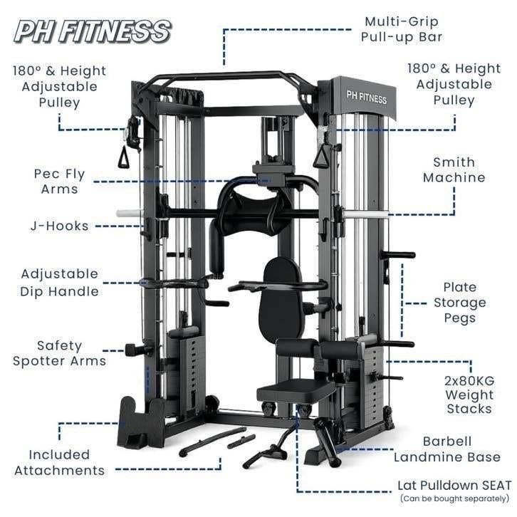All-in-One Krachtstation Smith Machine 160KG – Home Gym, Ophalen of Verzenden, Nieuw, Armen, Overige typen