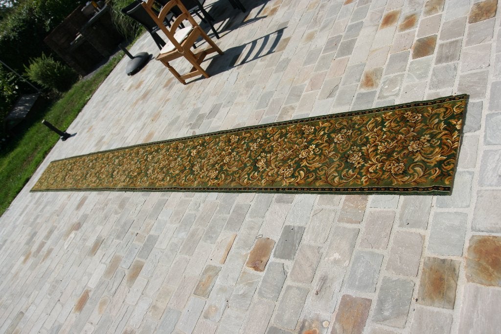 vintage groene traploper 600 x 61 cm, Maison & Meubles, Ameublement | Tapis & Moquettes, 200 cm ou plus, Utilisé, 50 à 100 cm