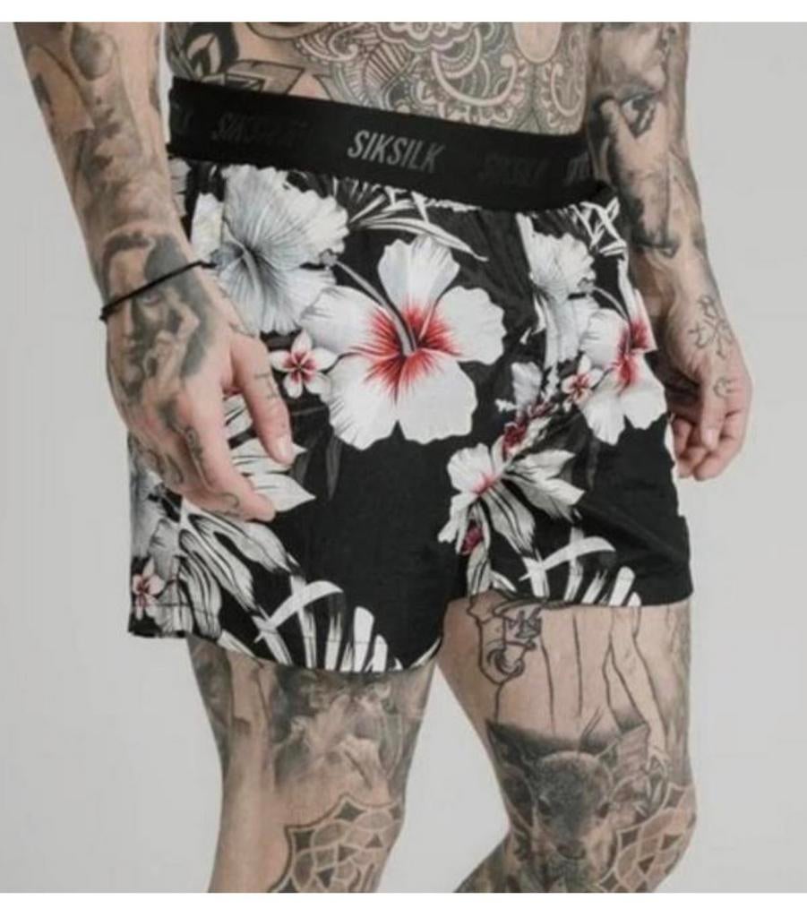 SikSilk Mens Standard Swim Shorts - mannen bloemen zwembroek, Ophalen of Verzenden, Maat 46 (S) of kleiner, Zwart, Zwemshort