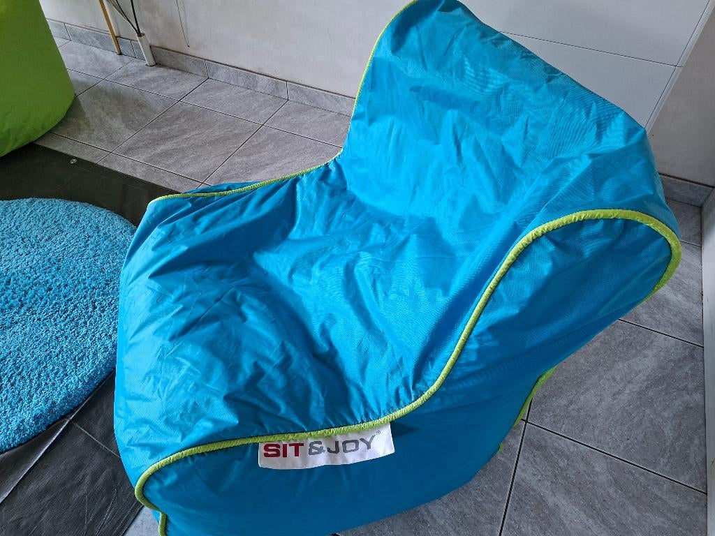 Zitzak Sit&Joy turquoise, Ophalen, Zo goed als nieuw, Blauw, Zitzak