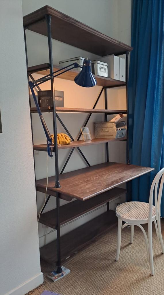 Étagère bureau bois massif et métal
