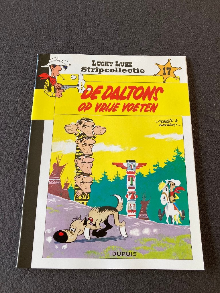Strip 'De Daltons op vrije voeten' Morris & Goscinny 1x gele, Ophalen of Verzenden, Zo goed als nieuw, Morris & Goscinny,