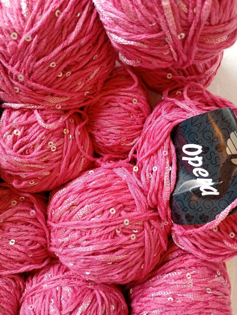 Lana Grossa Opera donkerroze wol met pailletjes, Hobby en Vrije tijd, Breien en Haken, Ophalen of Verzenden, Nieuw, Breien of Haken