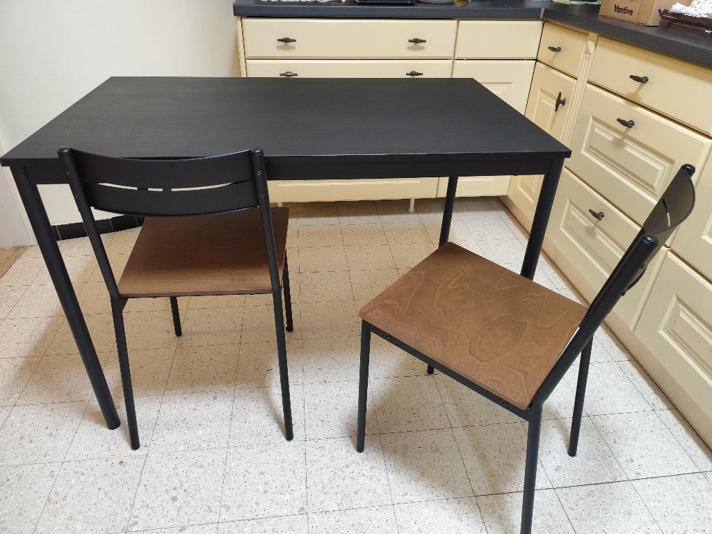 Ikea sandsberg tafel met 4 stoelen, 100 à 150 cm, Quatre personnes, Comme neuf, Enlèvement