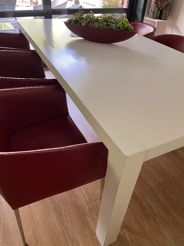 Moet weg!Eetkamertafel teak (wit gespoten), Enlèvement, Utilisé