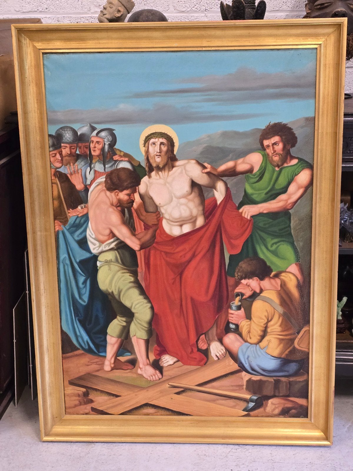 grande peinture ancienne (huile sur toile), Portrait ou Personnes, Peinture à l'huile, Enlèvement, Peint à la main