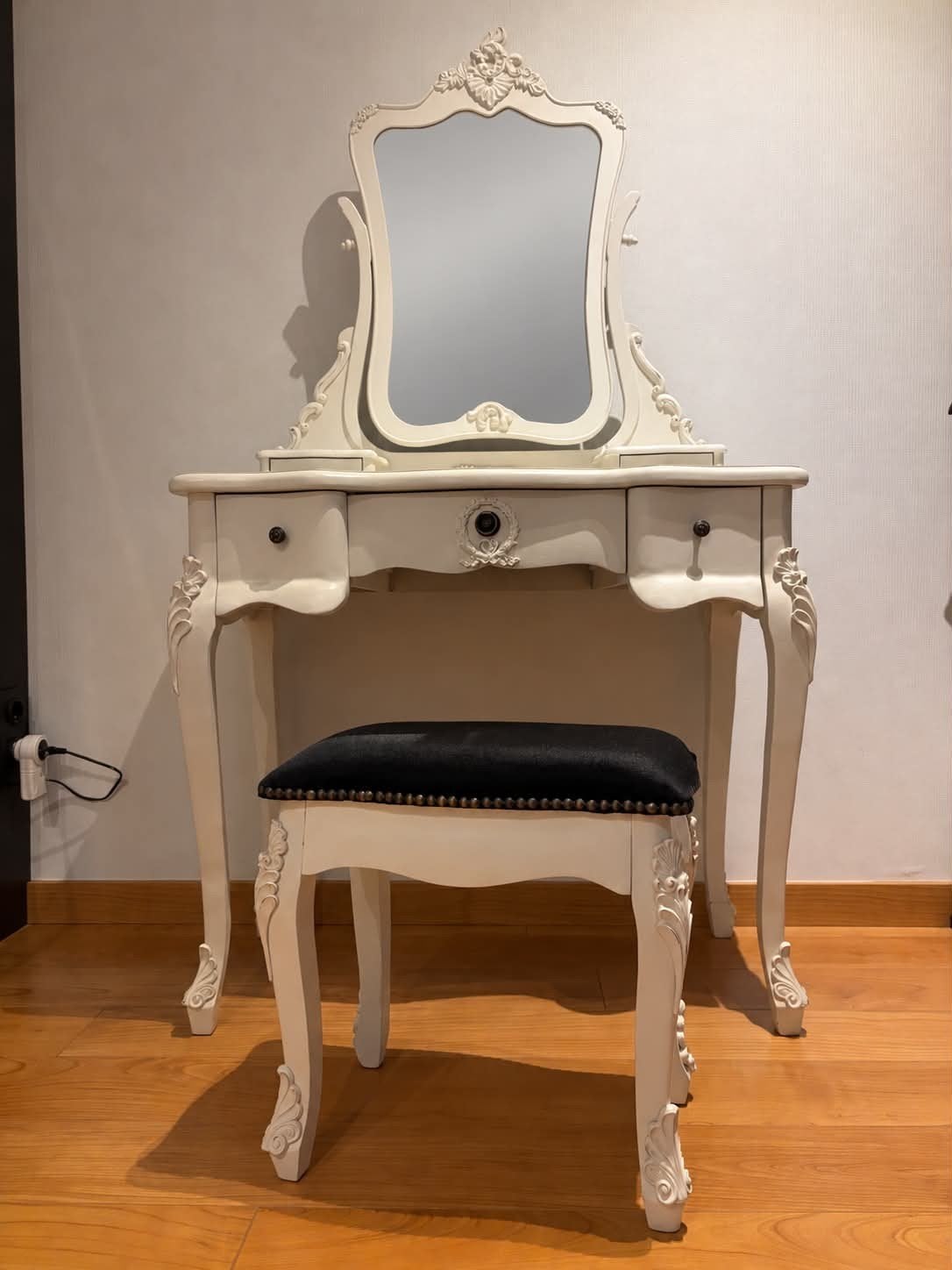 coiffeuse, miroir et pouf, Enlèvement, Comme neuf, Bois