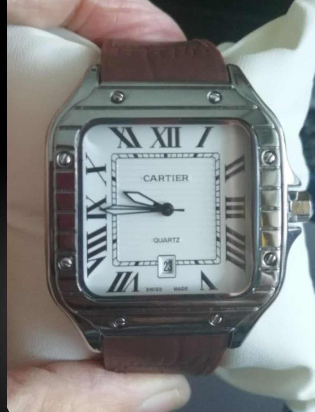 Twee nieuwe Cartier Santos automatic, Overige merken, Staal, Staal, Polshorloge