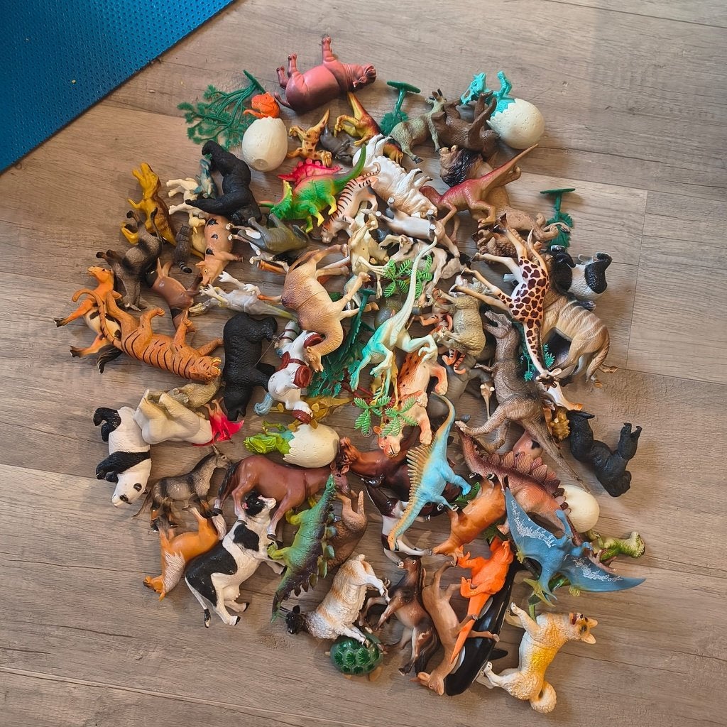Groot lot speelgoeddieren en dinosaurussen, Collections, Enlèvement, Utilisé, Autres, Autres types