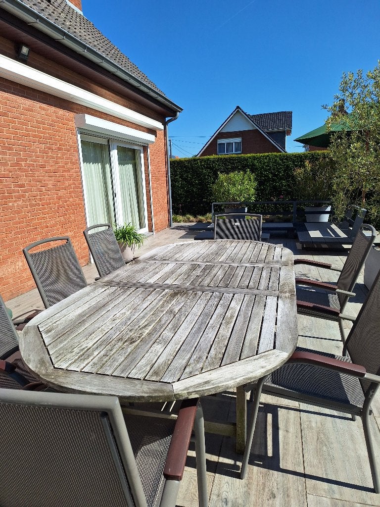 Teak tuintafel, Ophalen, Gebruikt, Ovaal, Teakhout
