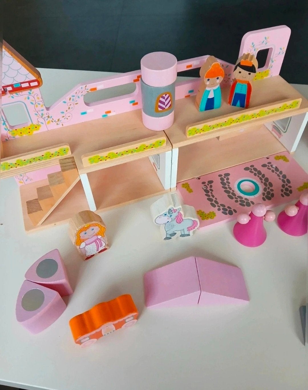 Prachtig Houten Prinsessenkasteel / Poppenhuis (met extra's!, Kinderen en Baby's, Ophalen of Verzenden, Gebruikt, Poppenhuis