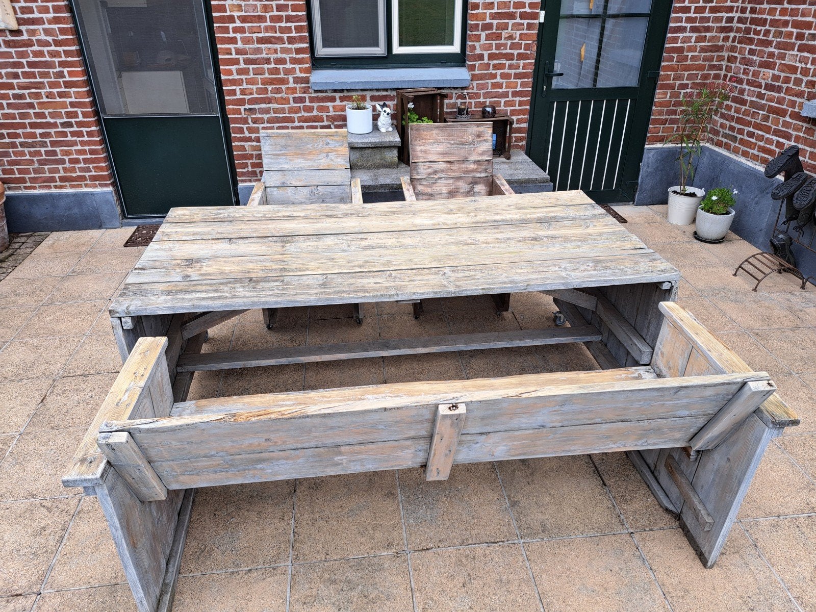 Tuinset steigerhout, Ophalen, Gebruikt, Rechthoekig, Hout