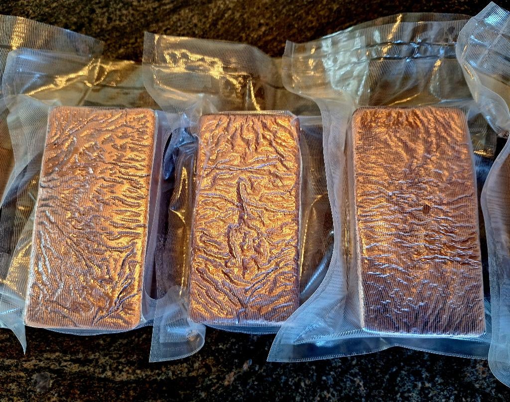 Handgegoten koperbaren gesealed diverse gewichten, Ophalen of Verzenden, Koper