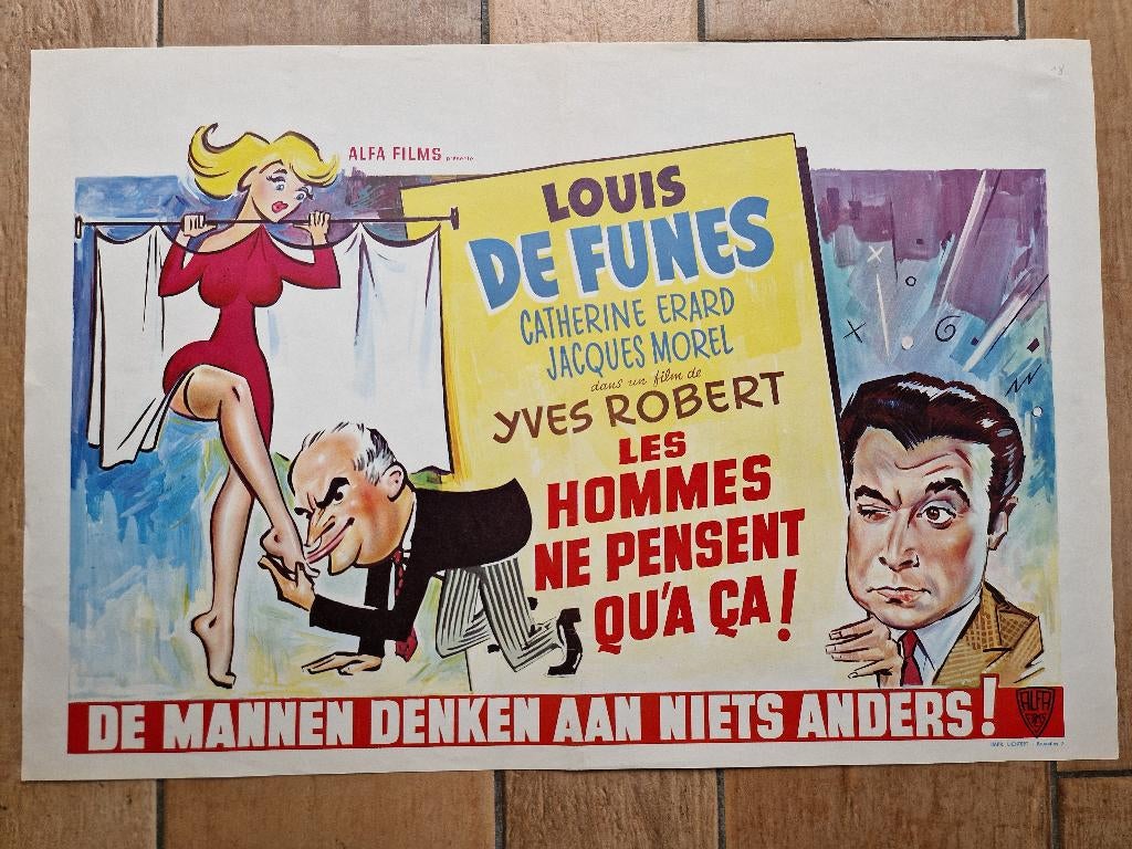filmaffiche Louis De Funes les hommes ne pensent filmposter, Collections, Enlèvement ou Envoi, Rectangulaire horizontal, A1 jusqu'à A3