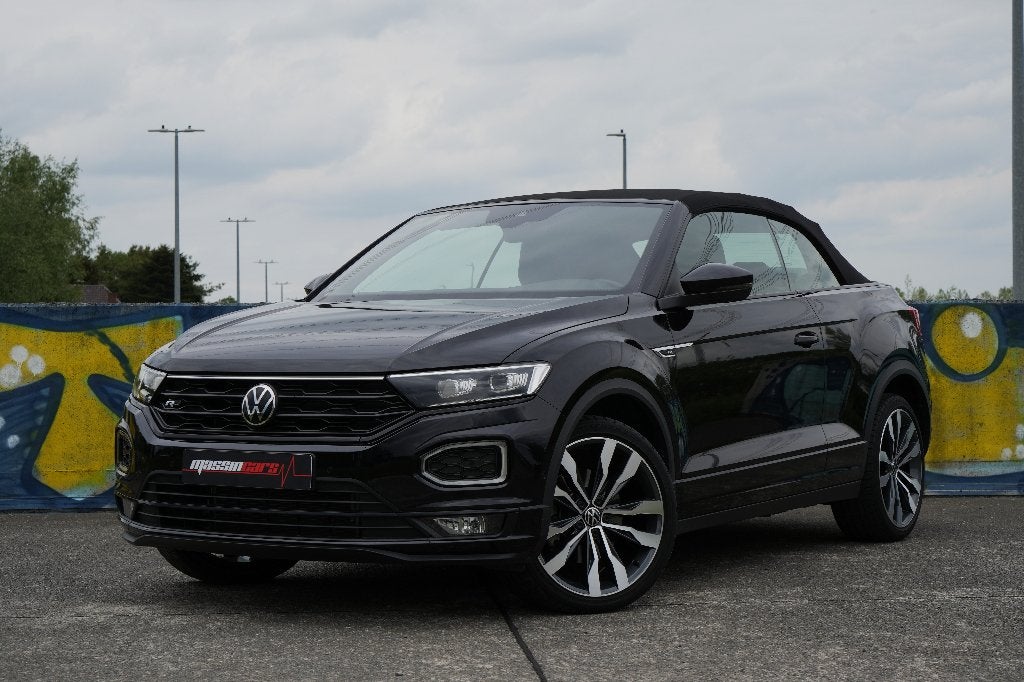 Prachtige VW T-ROC R-Line Cabriolet slechts 22000 km!, Auto's, Volkswagen, Cabriolet, Zwart, Leder, Bedrijf