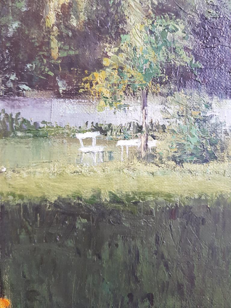 80x70cm - origineel olieverfschilderij – F. Le Compte, Antiek en Kunst, Ophalen of Verzenden